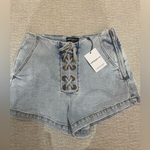 Generation Love Light Blue Lace-Up Jean Shorts